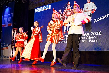 Volksbank 2026-01-22 11  Bei der Volksbank - Im Steinhof in Huckingen veranstaltete die Volksbank Rhein-Ruhr wie im jedem Jahr ihre Karnevalssitzung. Wir, die Kinderprinzencrew, durften wiedermal unser Programm zeigen neben all dem großen Aufgebot aus Köln. : DVPJ, STEFFI Sinz, Toni I, Kinderprinz Juls I., Juls I., Prinzessin, Aileen I., Prinzessin Aileen I., HDK, Duisburg, Karneval, Helau, Tollität, Event, Session 2025, Session 2026, Hauptausschuss, Gemeinschaft, Hauptausschuss Karneval Duisburg, Duisburg ist echt